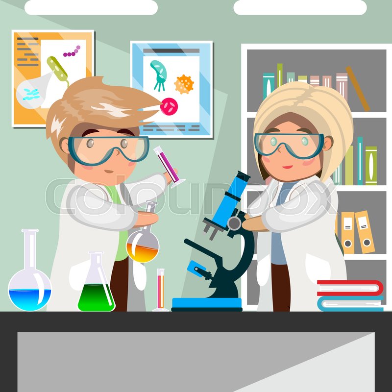 800x800 Vector Illustration Of Scientists Men And Women Working