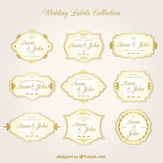 626x626 Ai] Golden Wedding Label Collection In Retro Style Vector Free