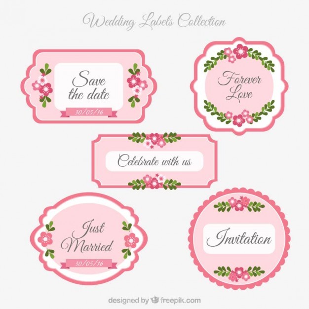 626x626 Ai] Pink Wedding Labels Vector Free Download