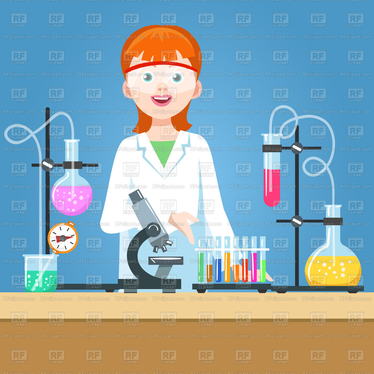 1200x1200 Girl Scientist In Laboratory Vector Image Vector Artwork Of
