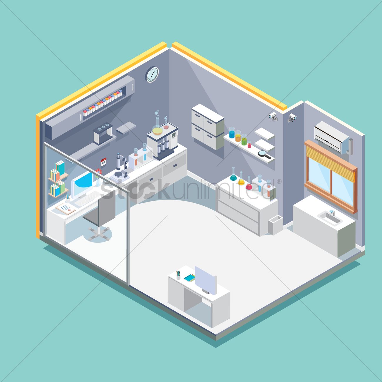 1300x1300 Isometric Laboratory Vector Image