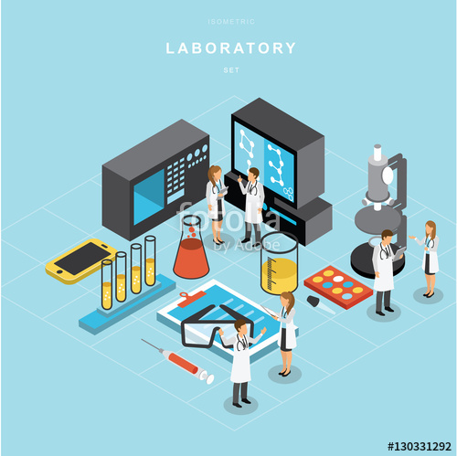500x499 Isometric Laboratory Vector Design Set A Stock Image And Royalty