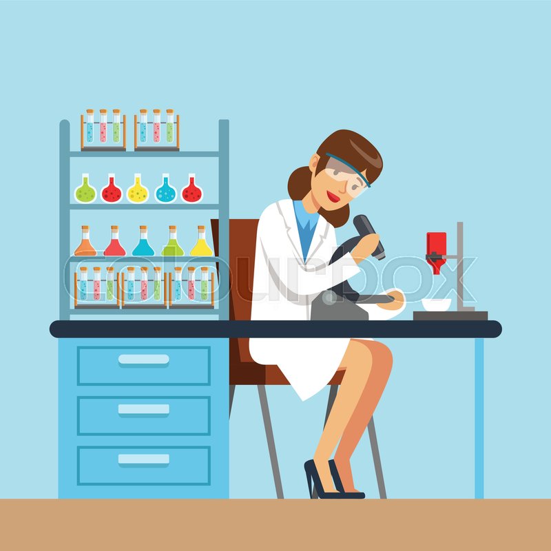 800x800 Scientist Woman Working Research In Chemical Lab, Interior Of