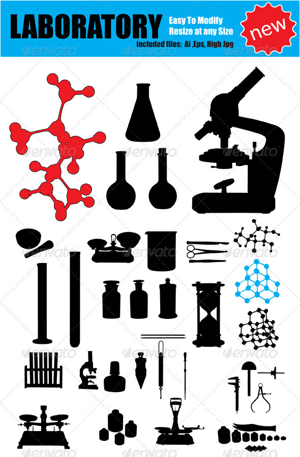 590x900 Vector Laboratory Silhouette Set By Ozgers Graphicriver