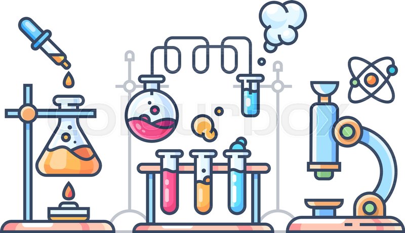 800x461 Chemical Scientific Experiment. Beakers And Test Tubes For