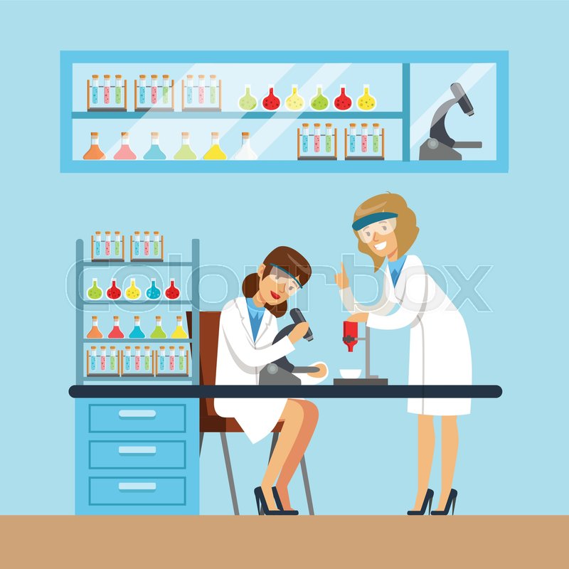 800x800 Chemists Females Testing Chemical Elements, Interior Of Science