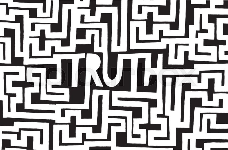 800x529 Cartoon Illustration Of Truth Word Inside A Complex Maze Or