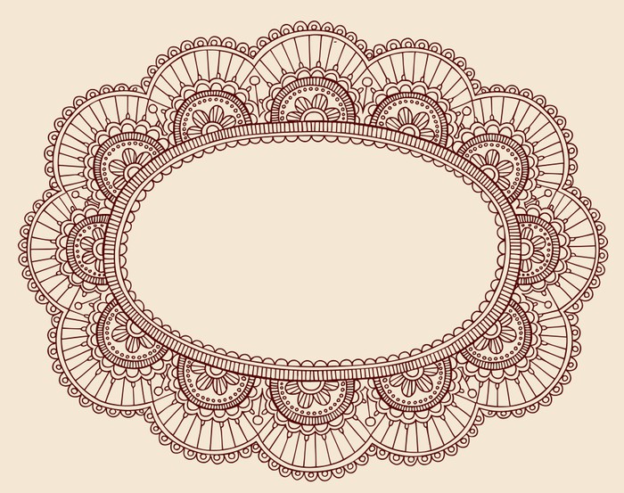 700x553 Henna Lace Doily Frame Vector Doodle Wall Mural We