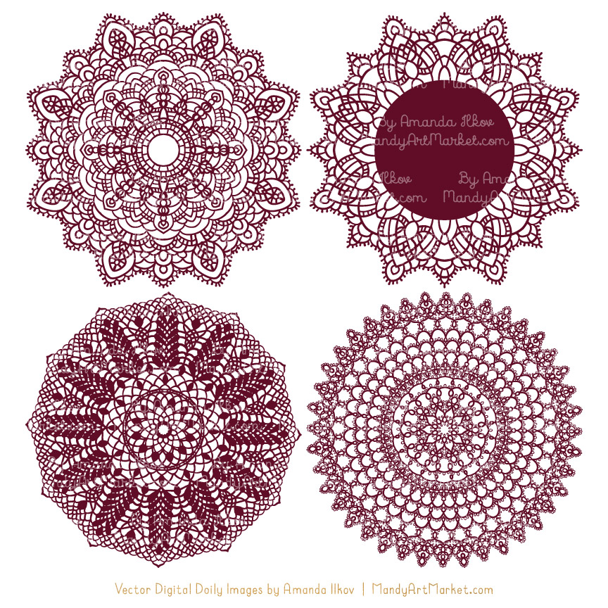 864x864 Merlot Round Lace Doily Vectors