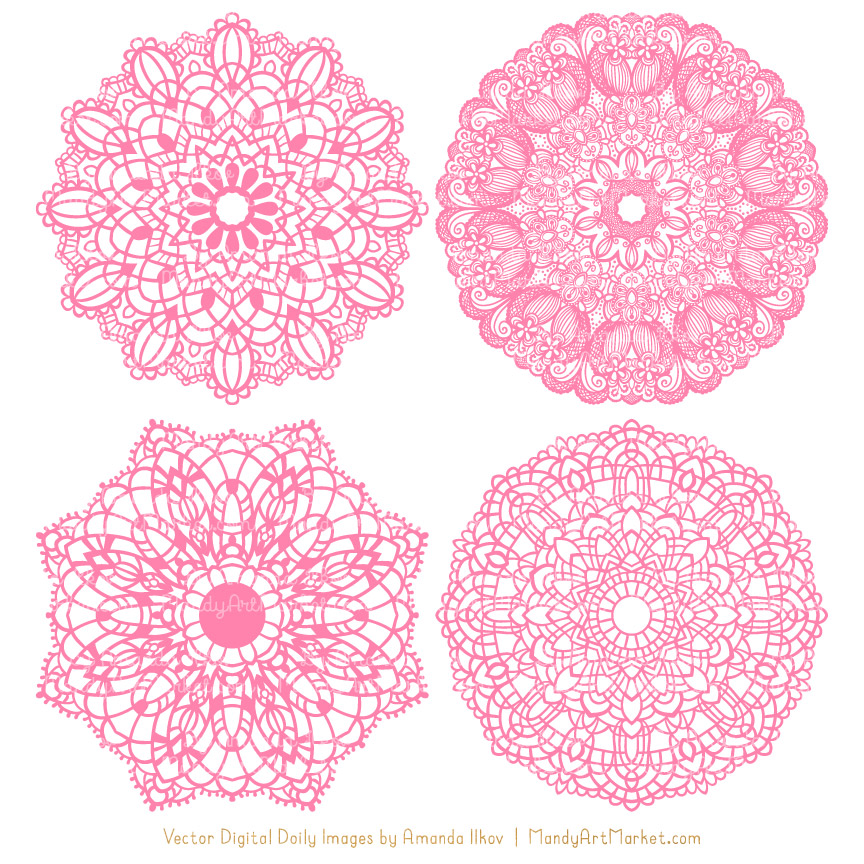 864x864 Pink Lace Doily Vector Clipart 4