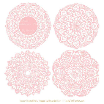 350x350 Anna Lace Soft Pink Doily Vectors
