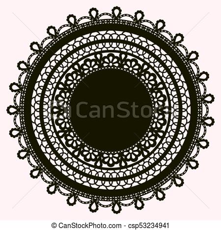 450x470 Silhouette Of Lace Doily Isolated On White Background. Vector