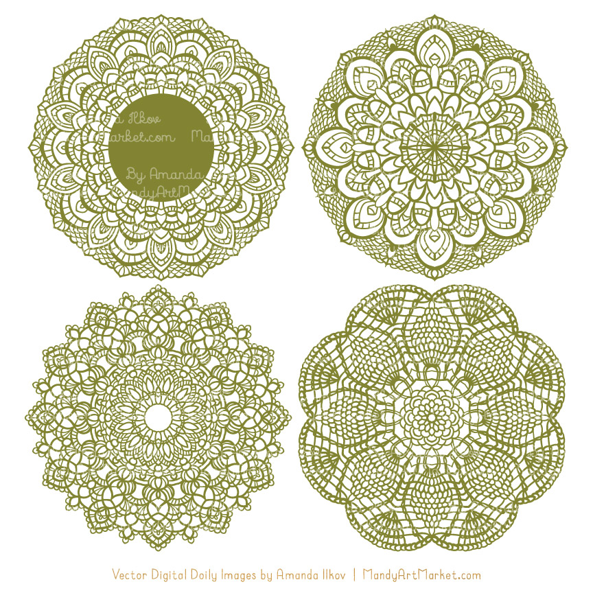 864x864 Avocado Round Lace Doily Vectors