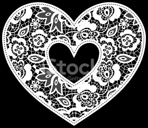 510x440 Embroidery Lace Heart Stock Vector