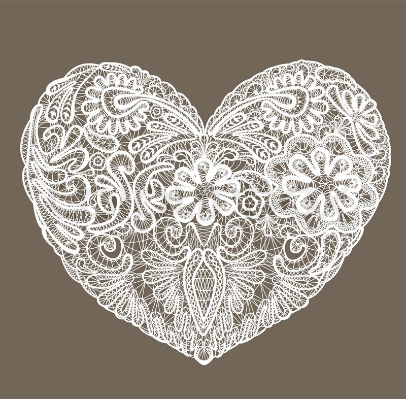 800x786 Heart Shape Is Made Of Lace Doily, Element For Valentines Day Or