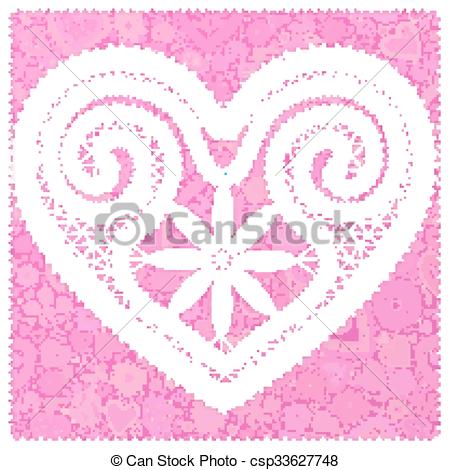 450x470 White Lace Heart On Pink Ornate Background, Valentines Day