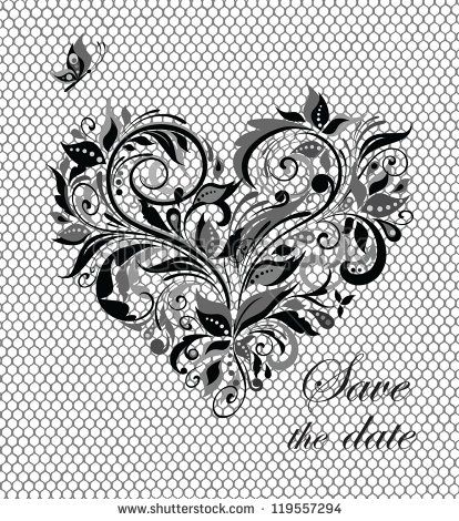 414x470 Beautiful Lacy Card With Floral Heart Shape