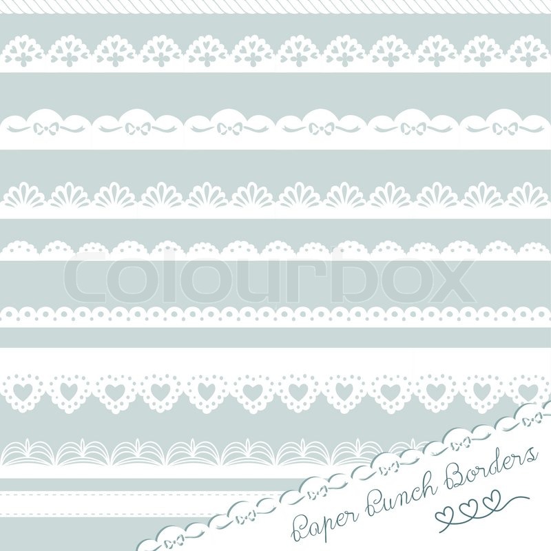 800x800 Set Of Hand Drawn Lace Paper Punch Borders Stock Vector Colourbox