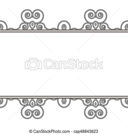 450x470 Black And White Ornamental Floral Stripes. Lace Ribbon.... Vector