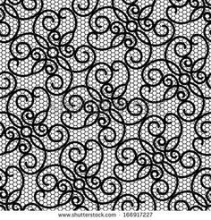 236x246 Lace Black Seamless Pattern With Flowers. Vector Illustration