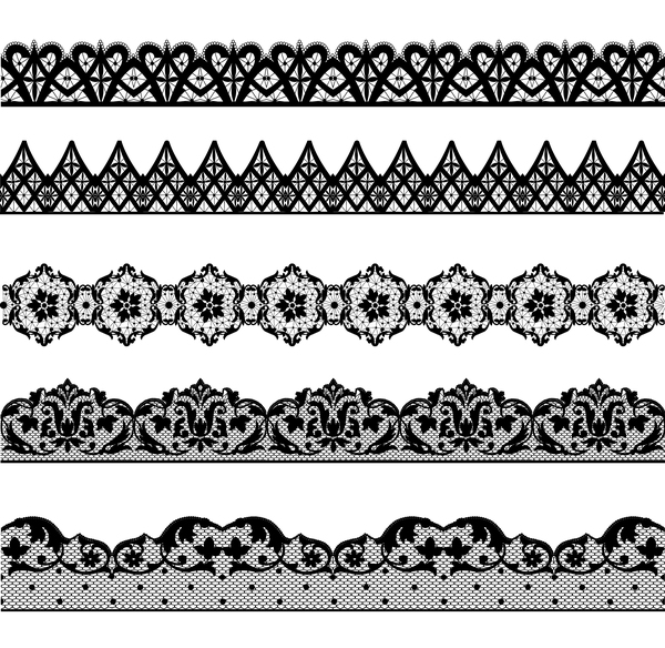 600x584 Black Lace Seamless Borders Set Vector 01 Free Download