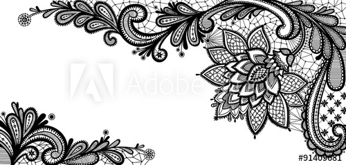 500x239 Black Lace Vector Design.