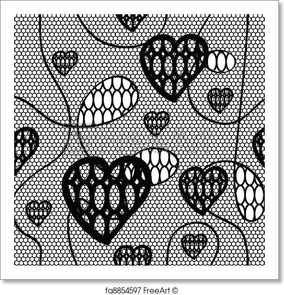 561x581 Free Art Print Of Black Lace Vector Fabric Seamless Pattern. Black