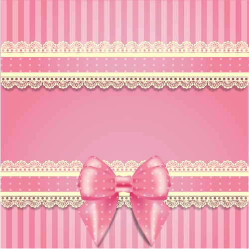 500x499 Pink Bow Card With Lace Vector 04 Free Download