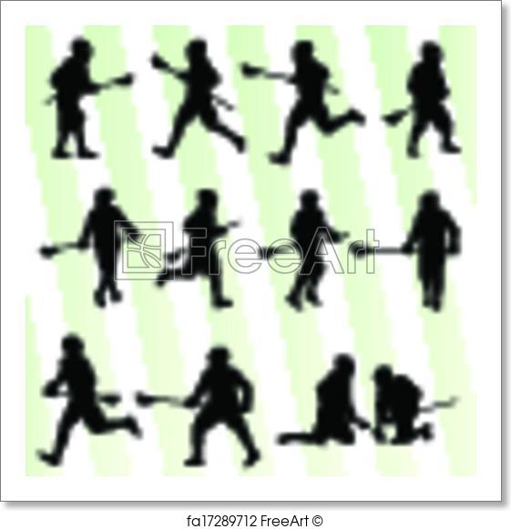 561x581 Free Art Print Of Lacrosse Player In Action Vector Background Set