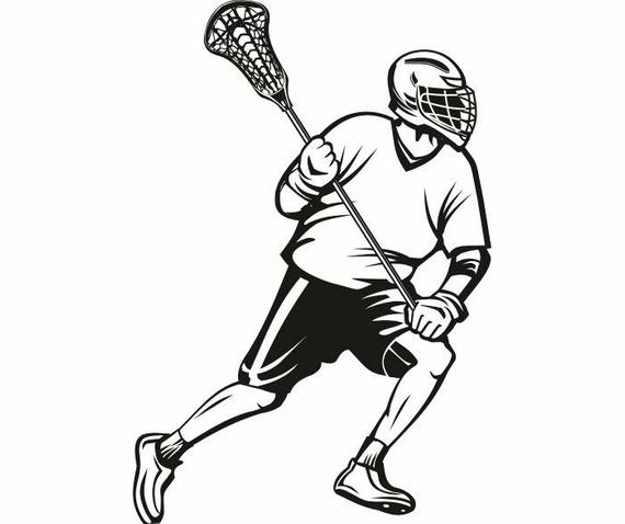 570x478 Lacrosse Player 1 Helmet Stick Equipment Field Sports Game Etsy