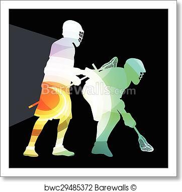 362x382 Art Print Of Lacrosse Player In Protective Gear And In Action Man