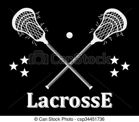 450x395 Crossed Lacrosse Stick And Ball On A Black Background. Vector