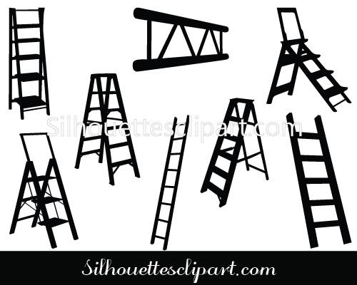 500x400 Ladder Vector Graphics Free Download Ladders Silhouettes Vector