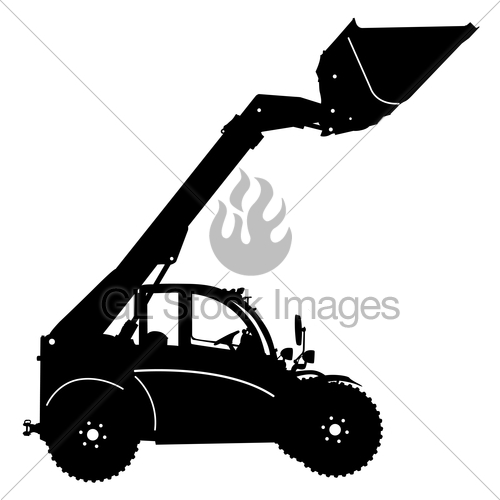 500x500 Silhouette Of A Heavy Loaders With Ladle. Vector Illustra... Gl