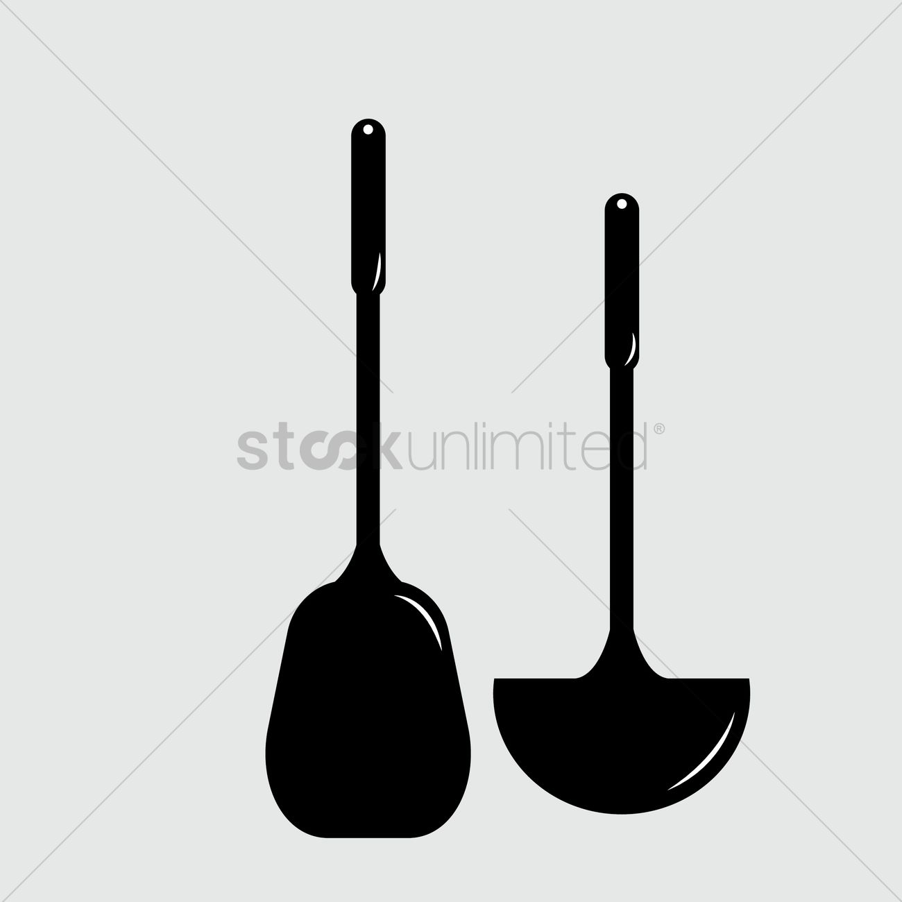 1300x1300 Silhouette Of Spatula And Ladle Vector Image
