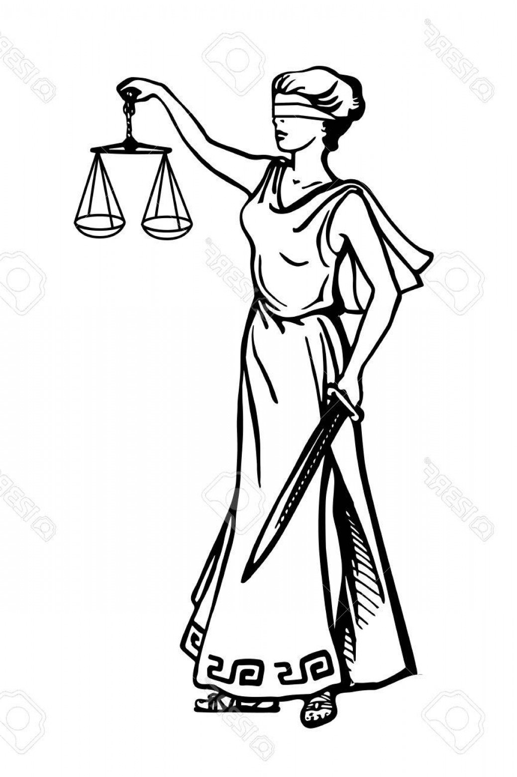 1039x1560 Photostock Vector Illustration Of Lady Justice Holding Scales And