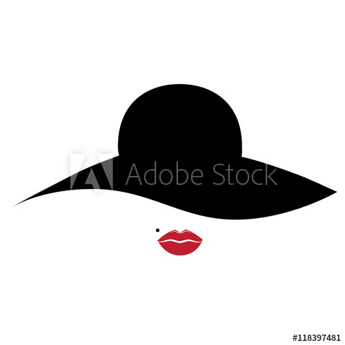 500x500 Woman, Lady Vector Icon With Hat And Lips.