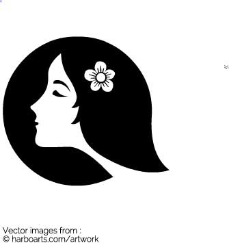 335x355 Download Lady Face With Flower In Circle Silhouette