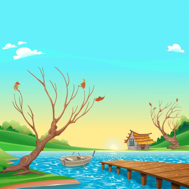 626x626 Scene With A Lake Vector Free Download