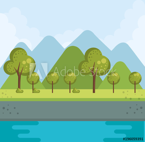 500x487 Forest Landscape With Lake Vector Illustration Design