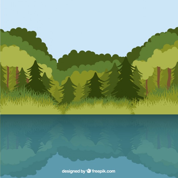 626x625 Forest Background With A Lake Vector Premium Download
