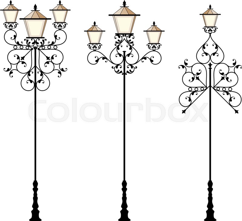 800x731 Wrought Iron Street Lamp Post Vector Art Stock Vector Colourbox