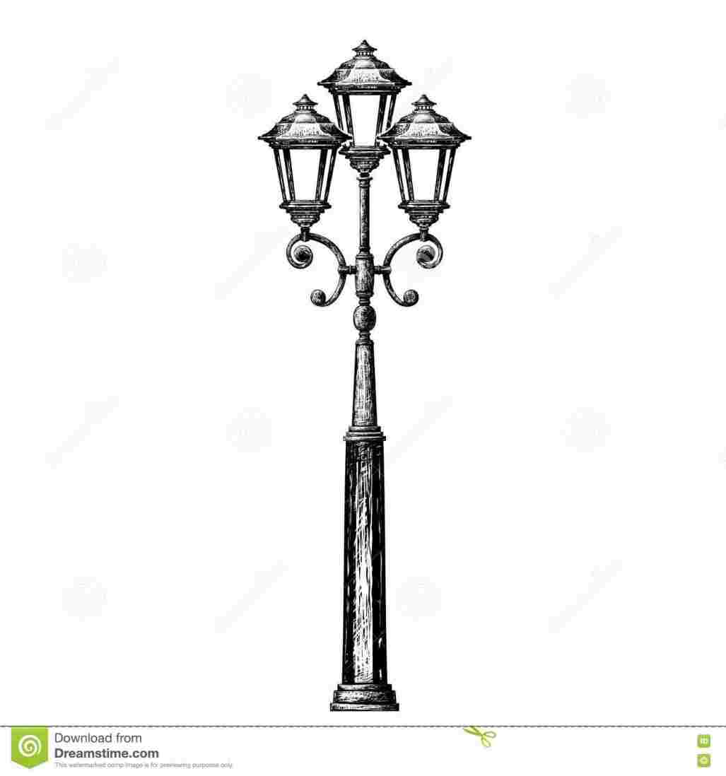 1027x1098 Light Drawing Lamp Post Vector Illustration Color Rhrfcom How To