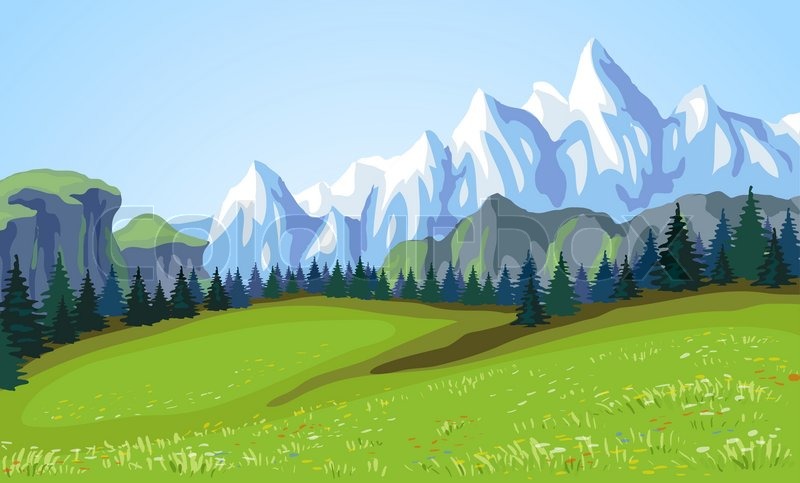 800x483 Mountain Landscape. Vector Illustration. Stock Vector Colourbox