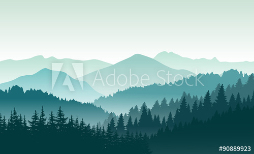 500x303 Beautiful Mountain Landscape. Vector Illustration.
