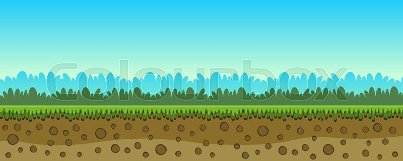 800x320 Cartoon Game Background Landscape. Vector Illustration. Stock
