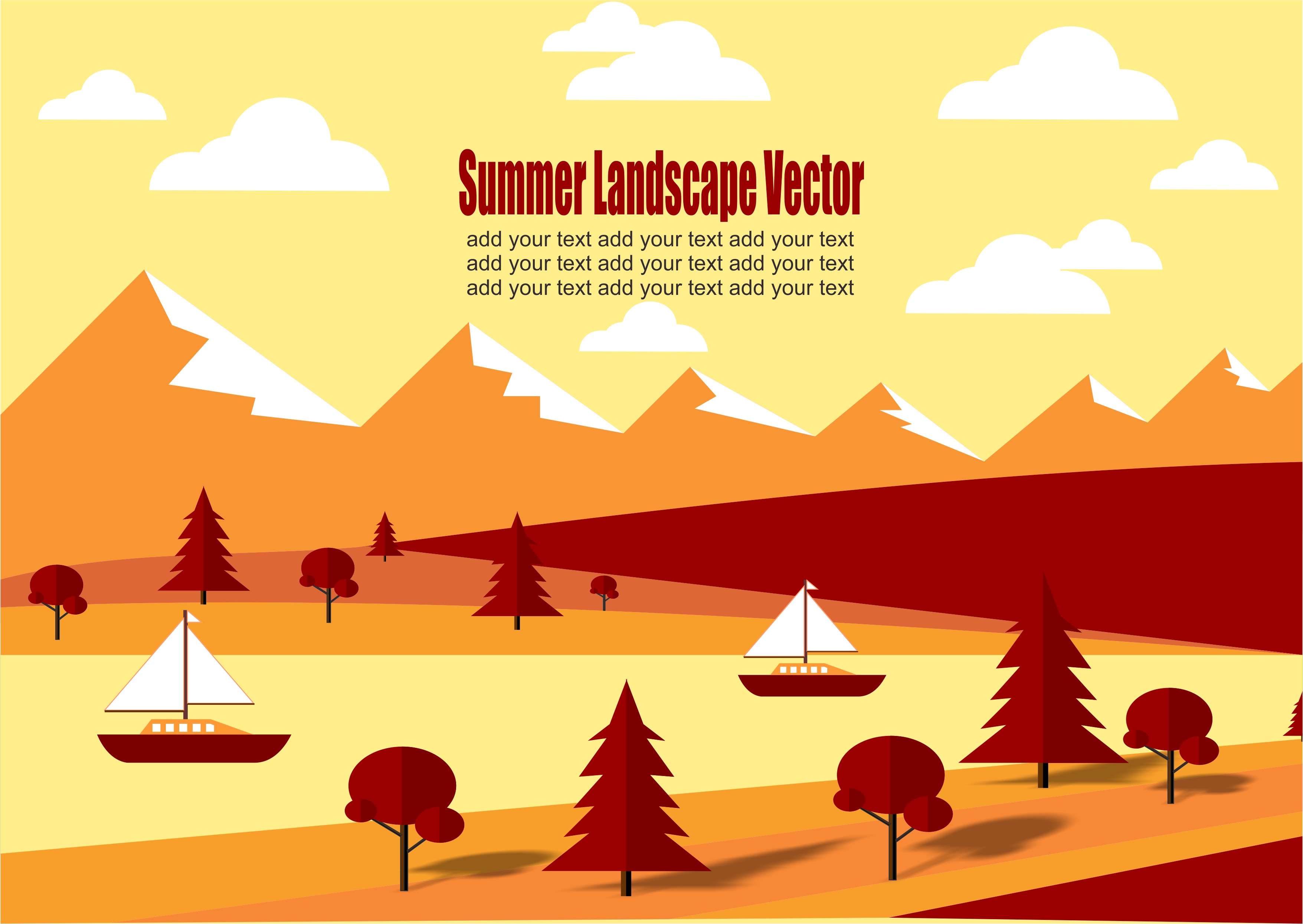 3511x2491 Design Summer Landscape Vector