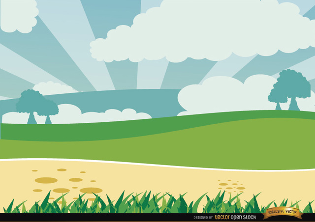 640x452 Free Vectors Cartoon Green Landscape Vector Open Stock