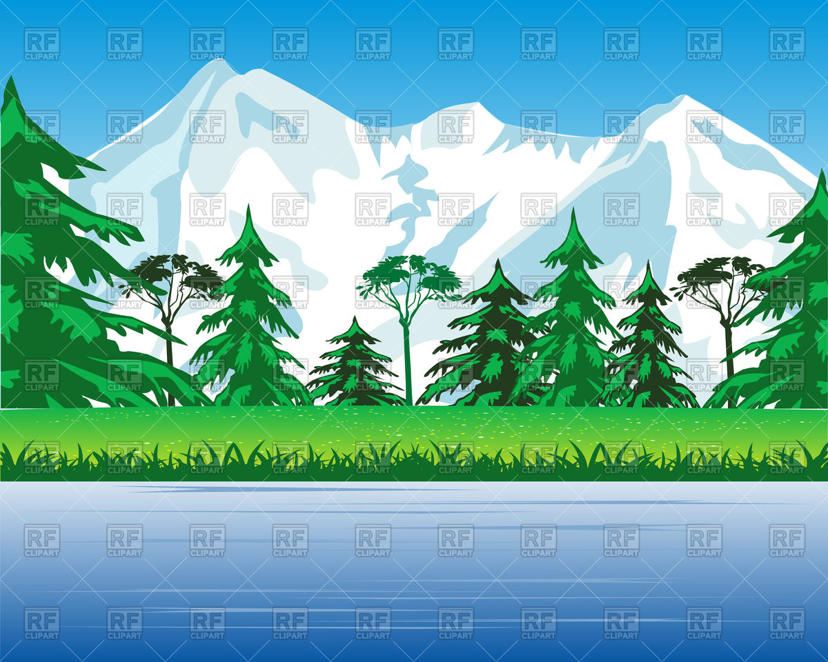 1200x960 Landscape With Mountains And Riverside Vector Image Vector