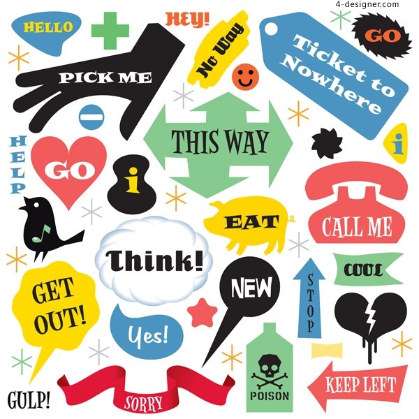 600x600 4 Designer Everyday Language Label Vector Material